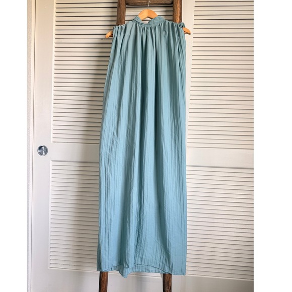 Zara Dresses & Skirts - Zara Pleated High Neck‎ Sleeveless Maxi Dress Light Blue XS Column Gown